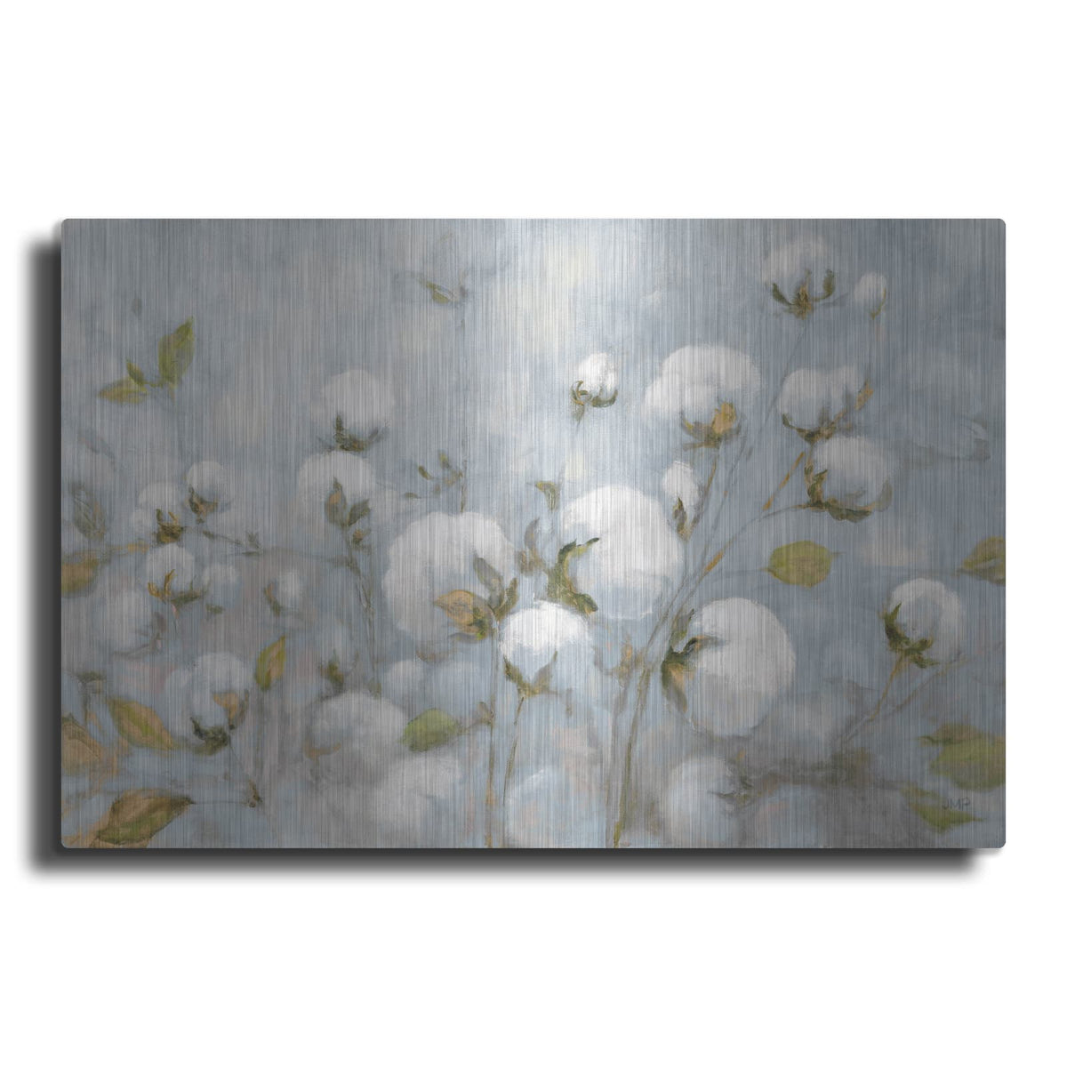 'Cotton Field Blue Gray' by Julia Purinton – Metal Wall Art