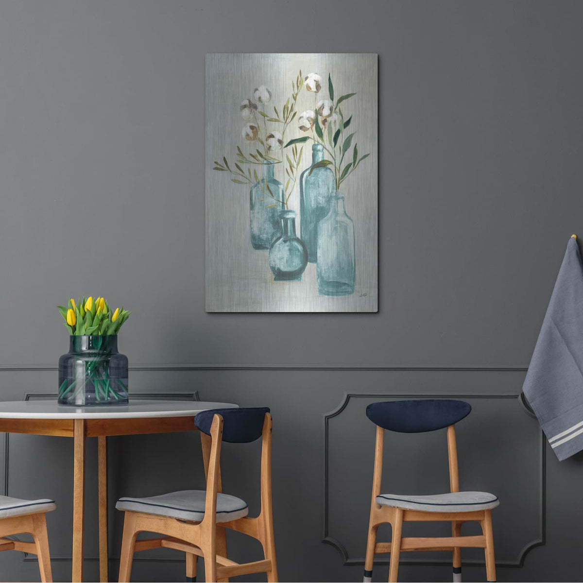 'Cotton Still Life 2 Blue' by Julia Purinton – Metal Wall Art, 24x36 room view