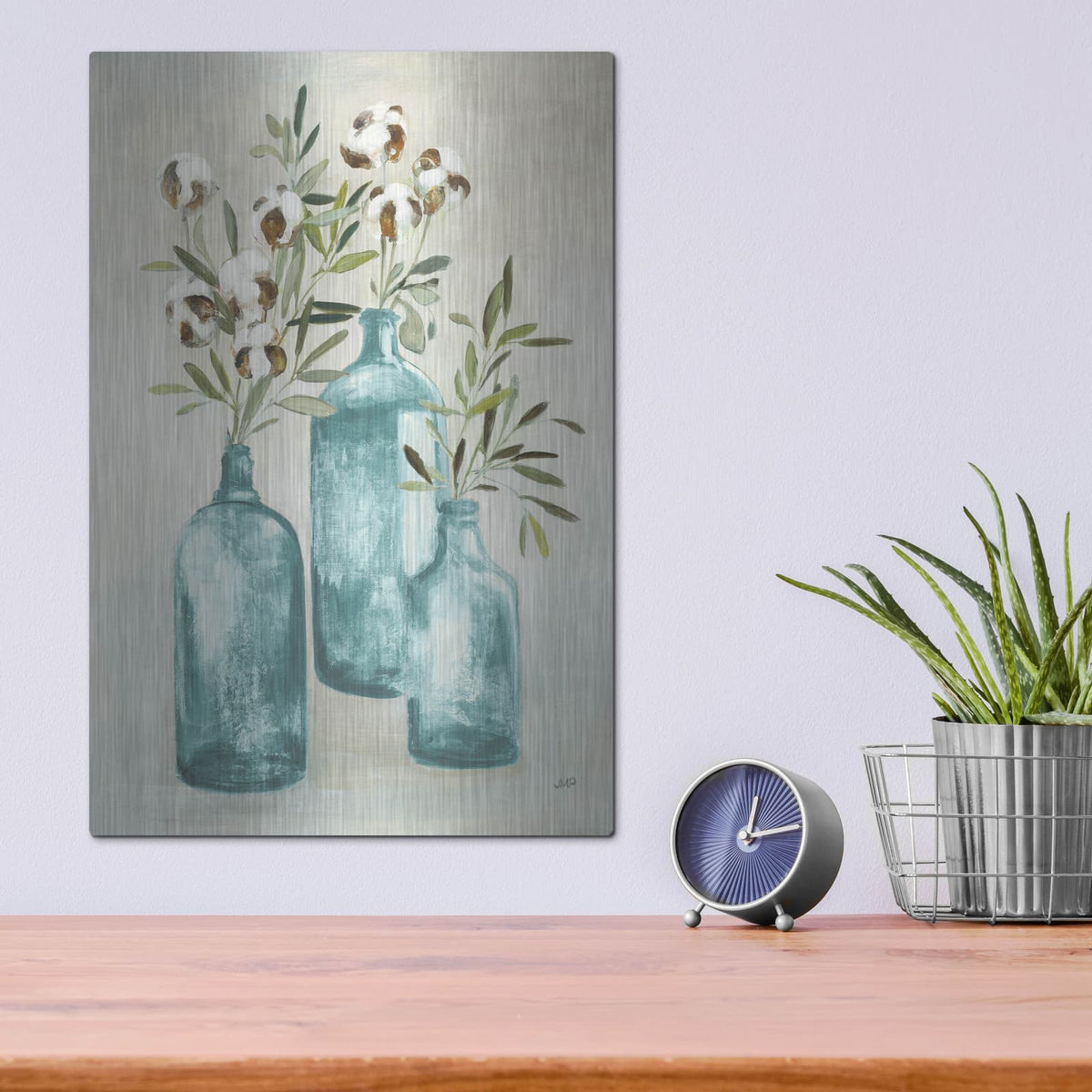 'Cotton Still Life 3 Blue' by Julia Purinton – Metal Wall Art, 12x16 room view