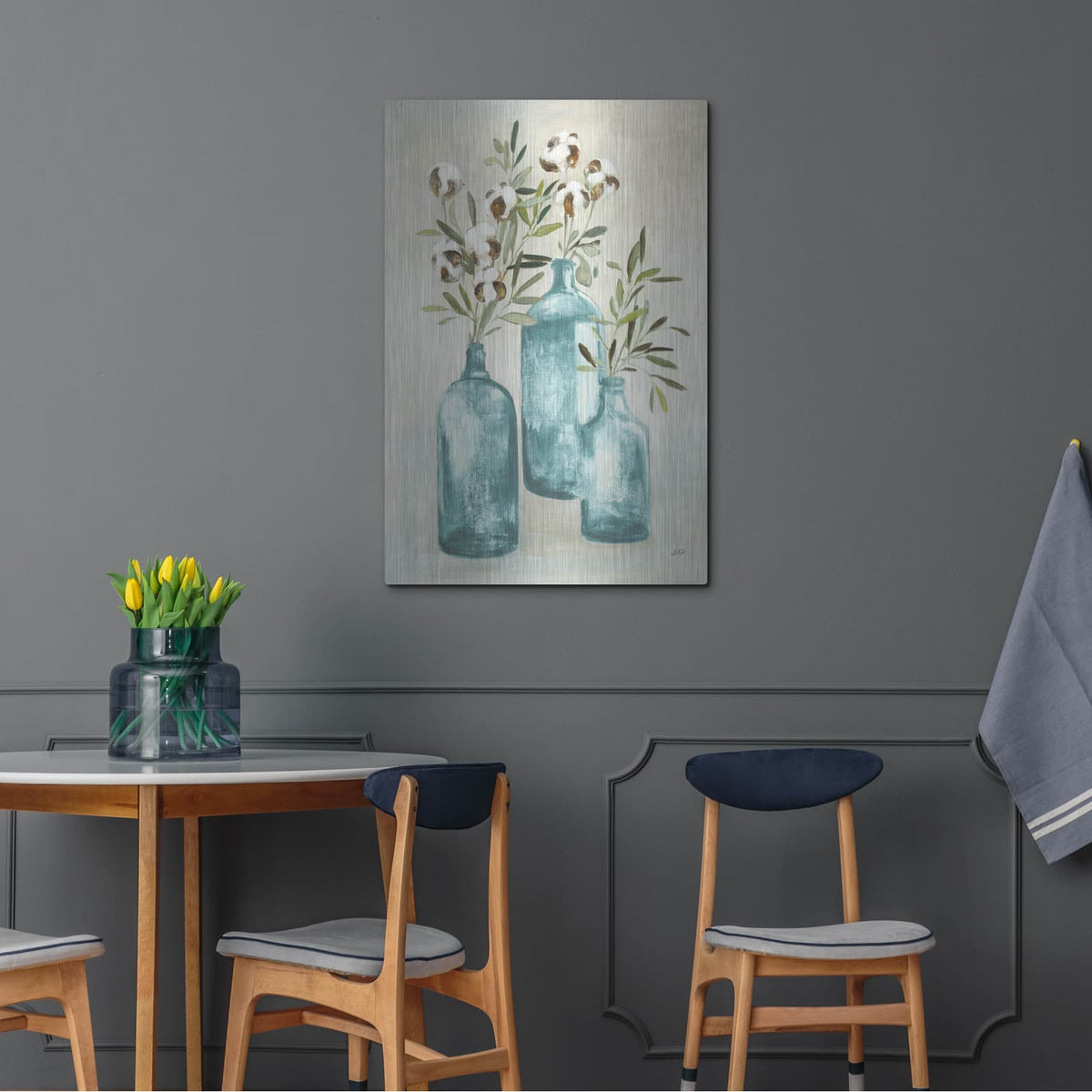 'Cotton Still Life 3 Blue' by Julia Purinton – Metal Wall Art, 24x36 room view