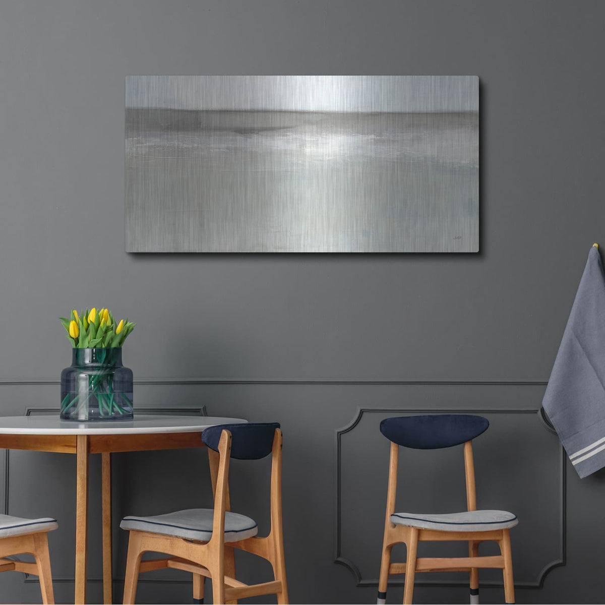 'Crest Of The Wave Gray' by Julia Purinton – Metal Wall Art, 48x24 room view