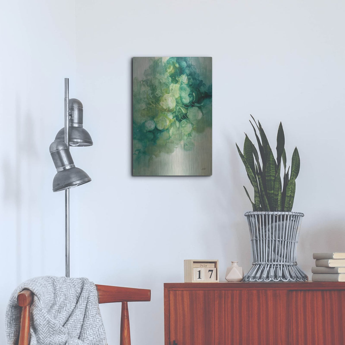 'Emerald Pilea 1' by Julia Purinton – Metal Wall Art, 16x24 room view
