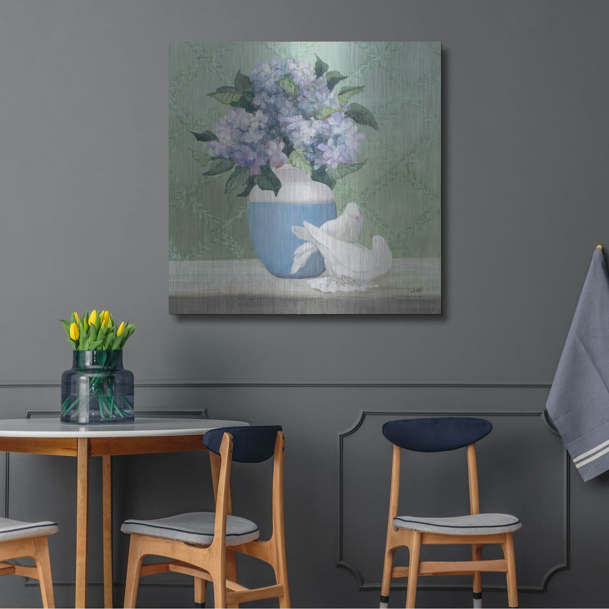 'Enchanted Hydrangea' by Julia Purinton – Metal Wall Art, 36x36 room view