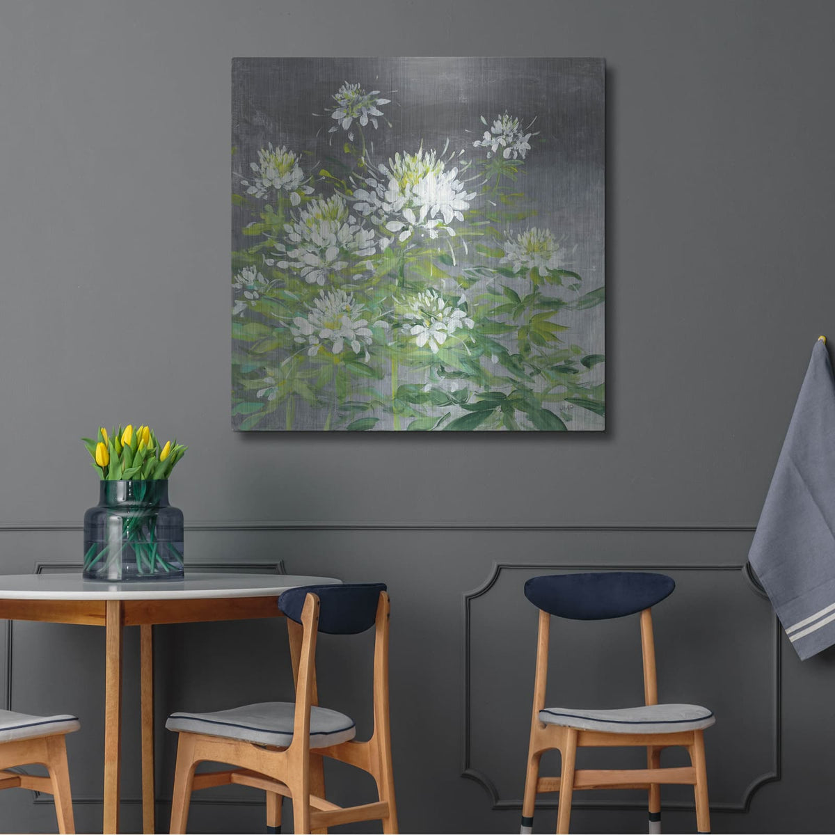 'Farmhouse Cleome 2' by Julia Purinton – Metal Wall Art, 36x36 room view