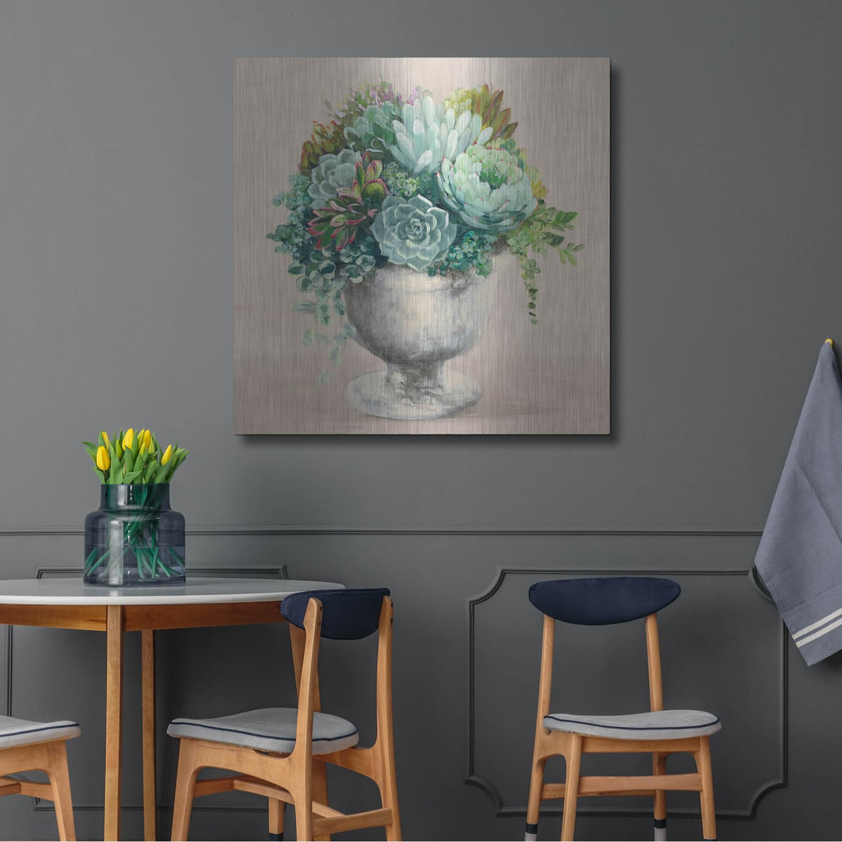 'Festive Succulents 1 Blush' by Julia Purinton – Metal Wall Art, 36x36 room view