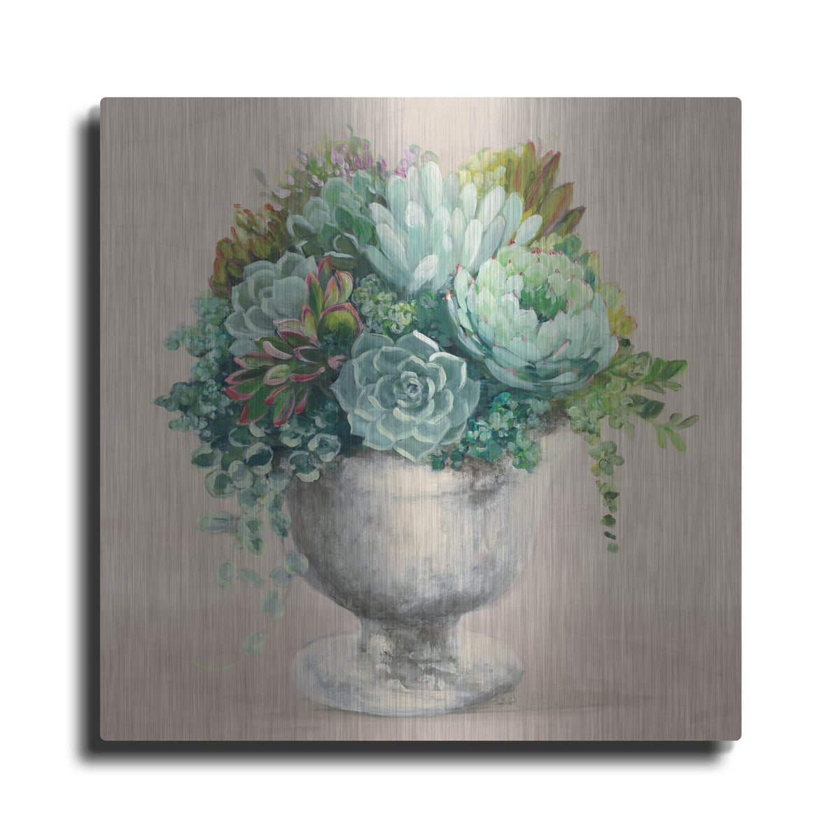 'Festive Succulents 1 Blush' by Julia Purinton – Metal Wall Art