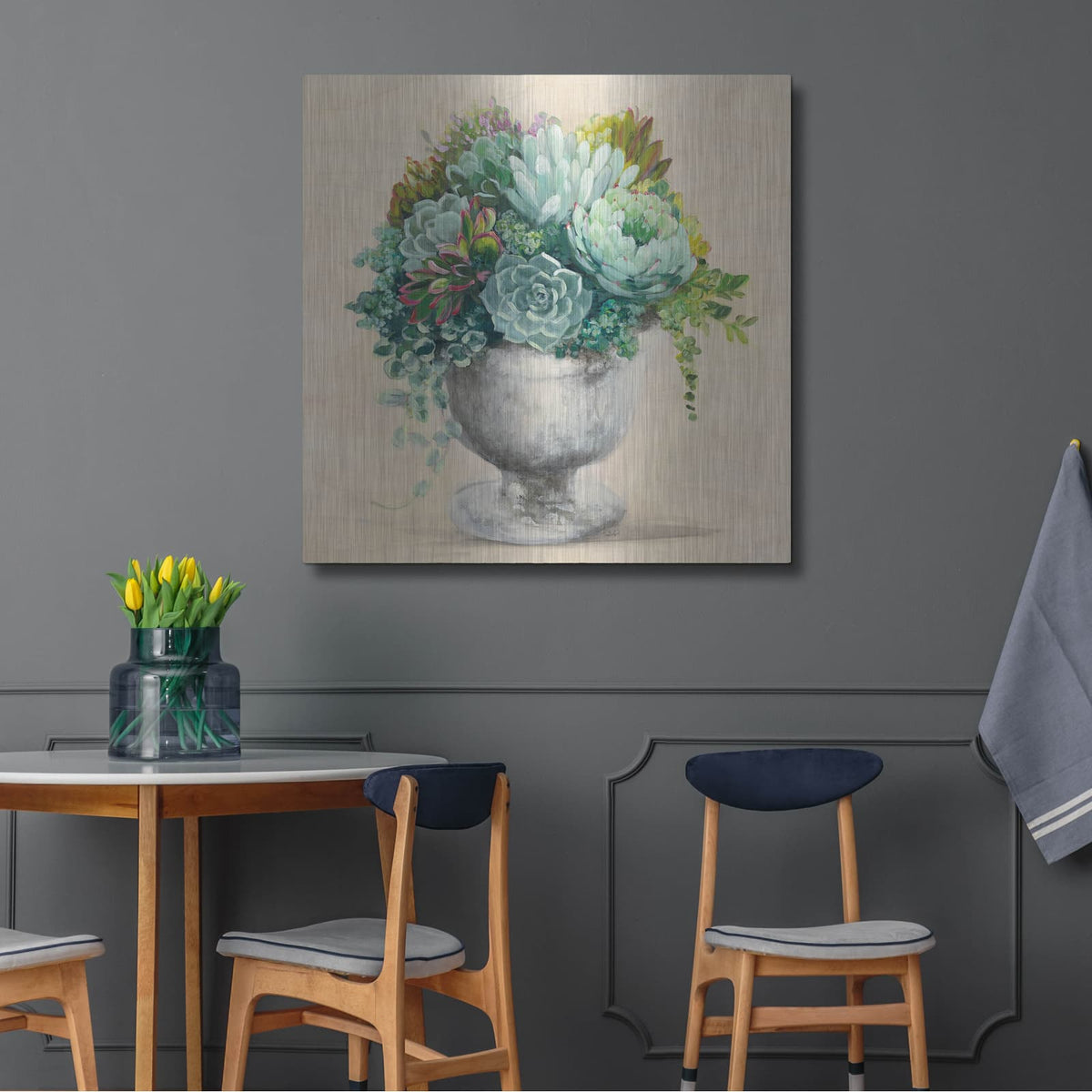 'Festive Succulents 1' by Julia Purinton – Metal Wall Art, 36x36 room view