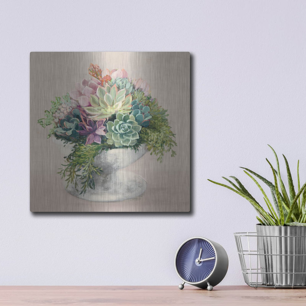 'Festive Succulents 2 Blush' by Julia Purinton – Metal Wall Art, 12x12 room view