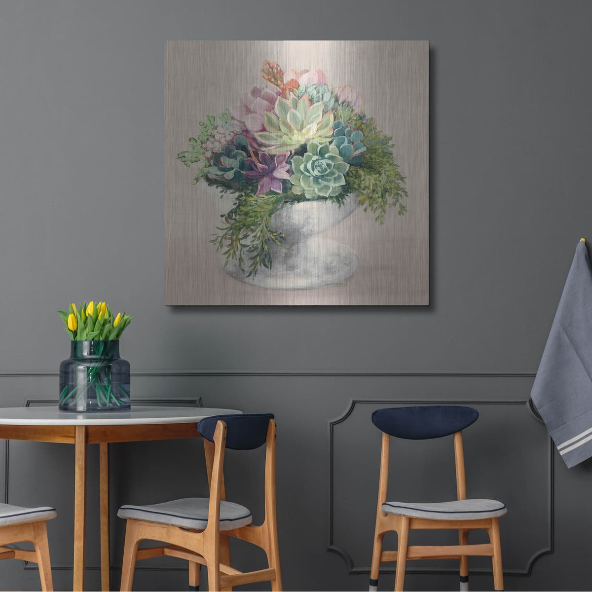 'Festive Succulents 2 Blush' by Julia Purinton – Metal Wall Art, 36x36 room view