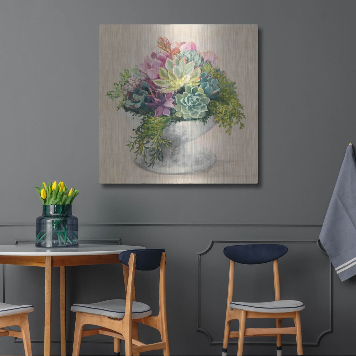 'Festive Succulents 2' by Julia Purinton – Metal Wall Art, 36x36 room view