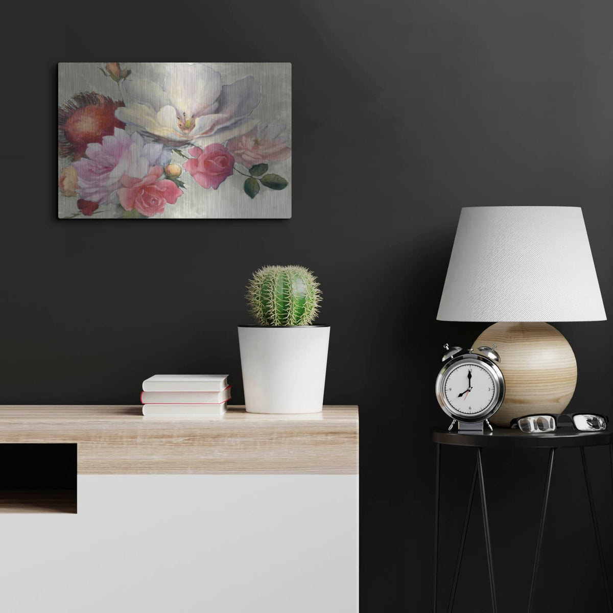 'Flemish Fantasy On White' by Julia Purinton – Metal Wall Art, 24x16 room view