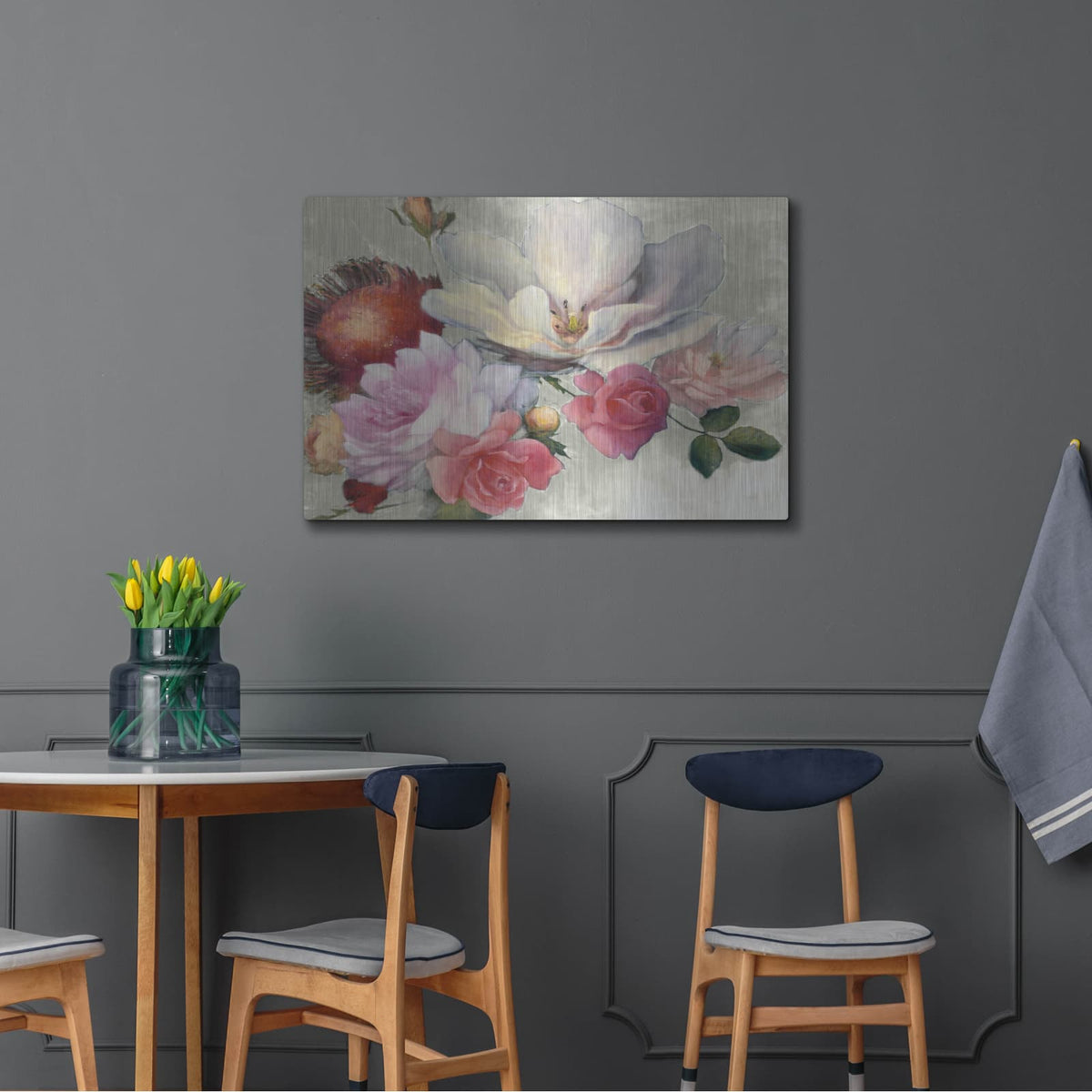 'Flemish Fantasy On White' by Julia Purinton – Metal Wall Art, 36x24 room view