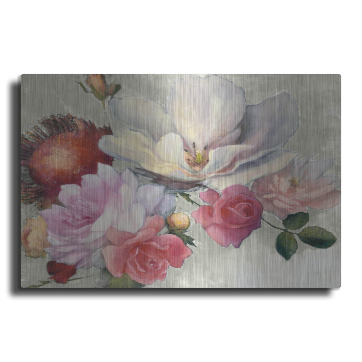 'Flemish Fantasy On White' by Julia Purinton – Metal Wall Art