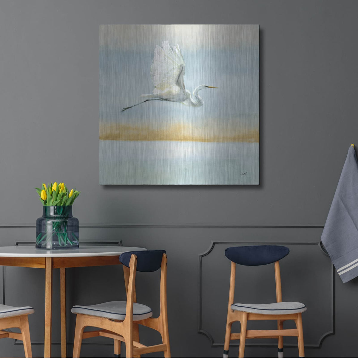 'Flight Blue Sky' by Julia Purinton – Metal Wall Art, 36x36 room view