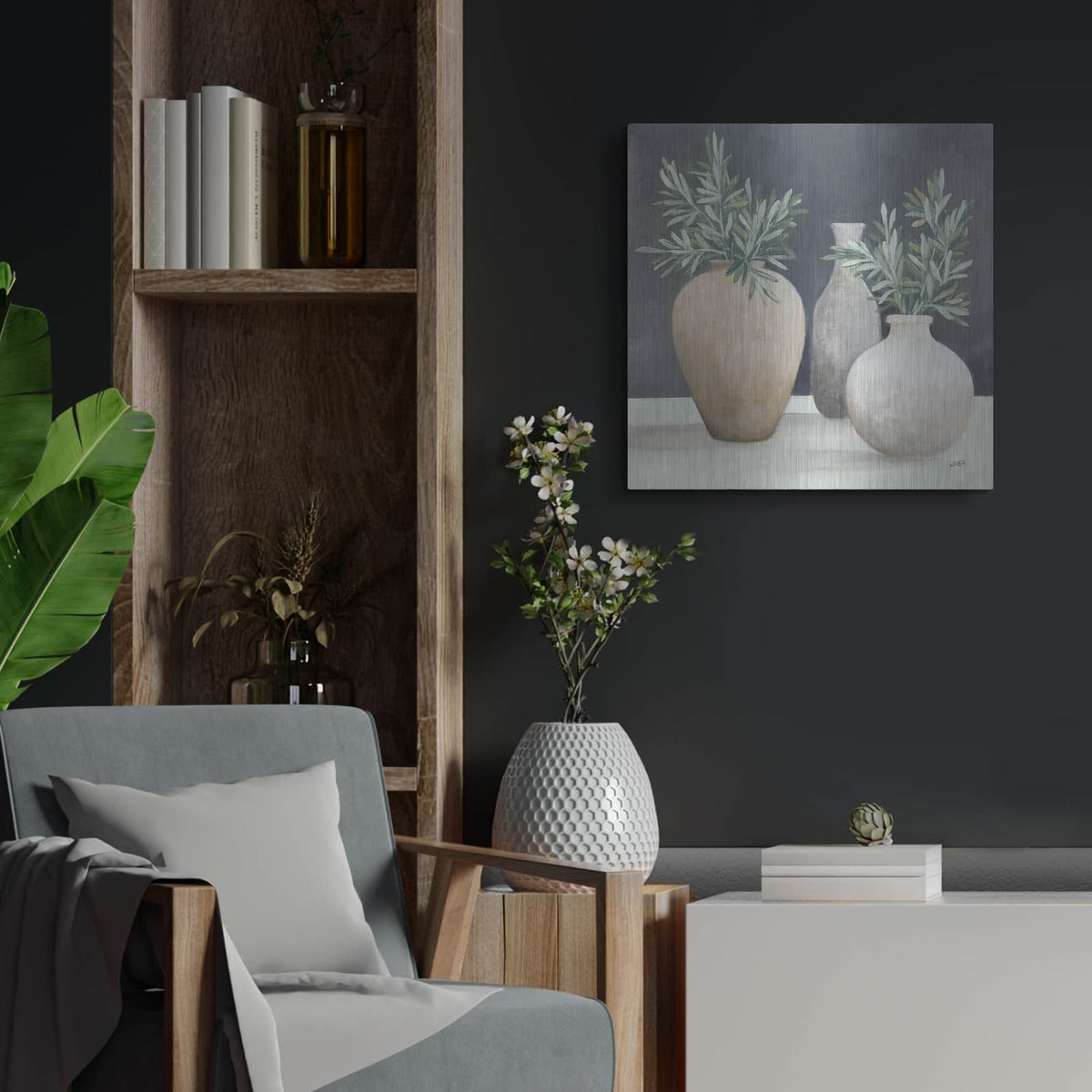 'Fresh Vessels 2' by Julia Purinton – Metal Wall Art, 24x24 room view