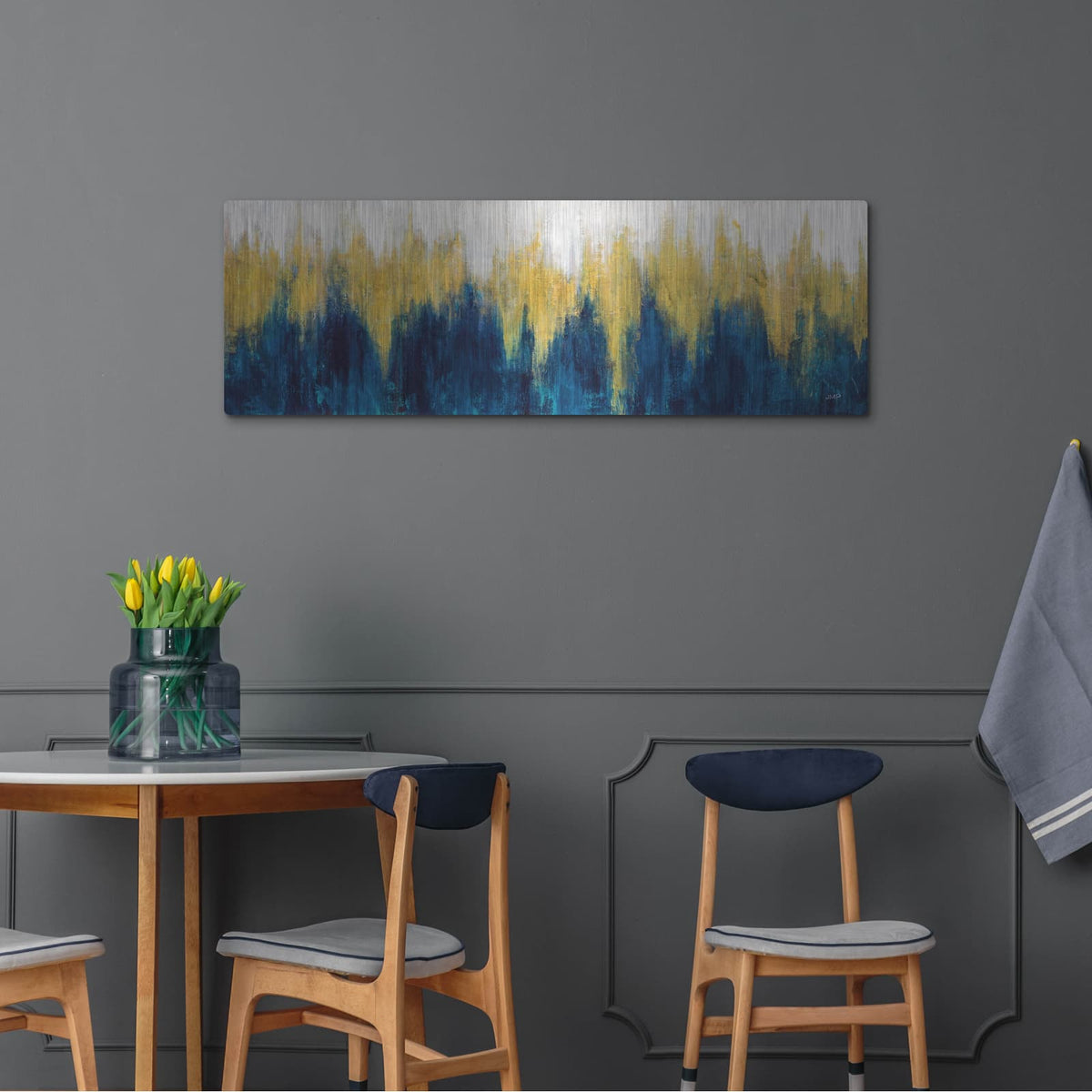 'Glimmer 3' by Julia Purinton – Metal Wall Art, 48x16 room view
