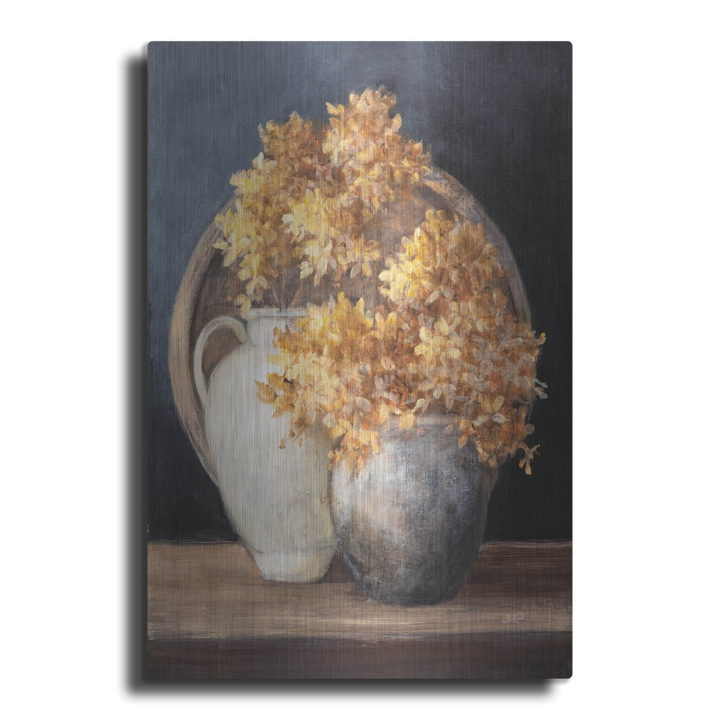 'Golden Hydrangeas 2' by Julia Purinton – Metal Wall Art