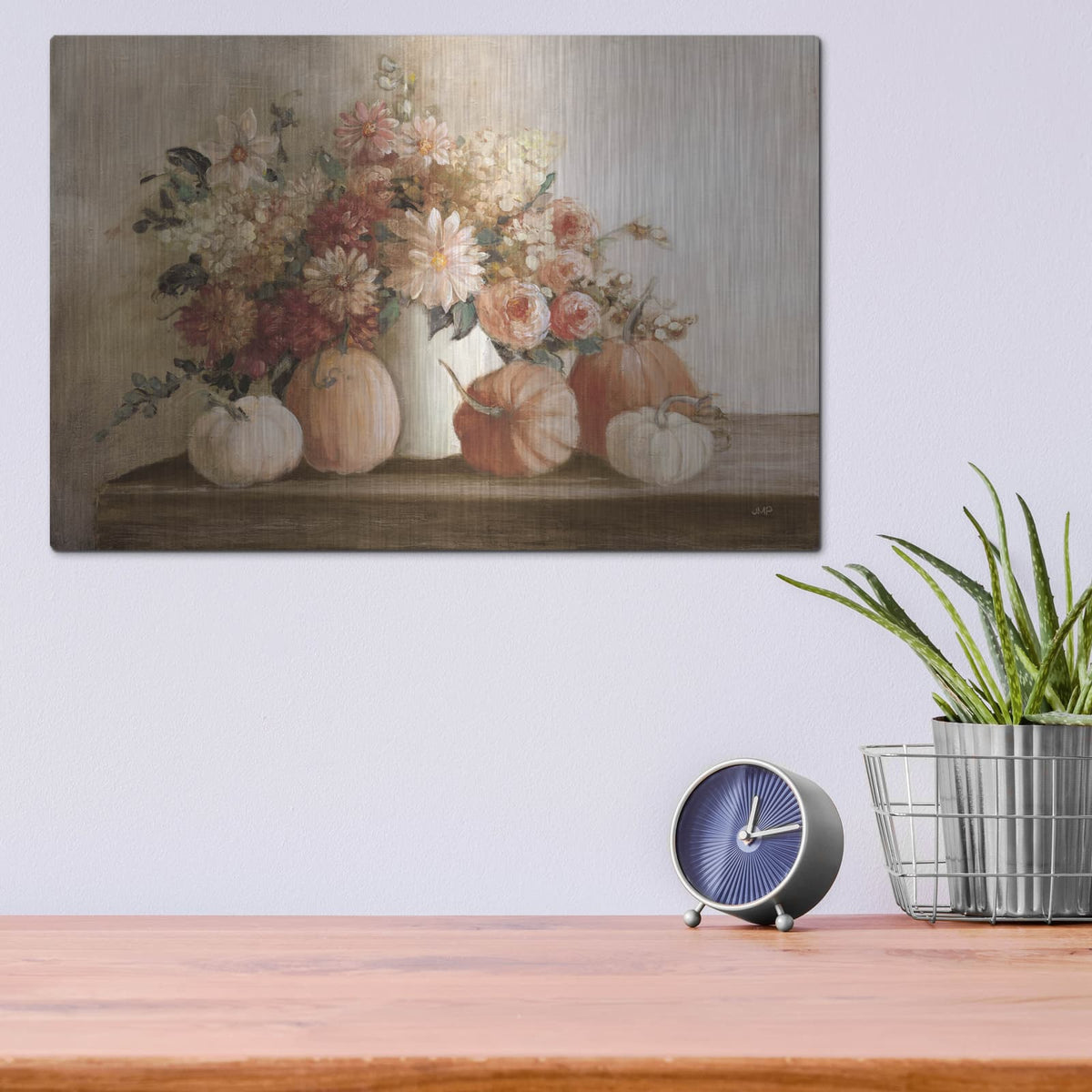 'Harvest Bouquet Pomegranate Light' by Julia Purinton – Metal Wall Art, 16x12 room view