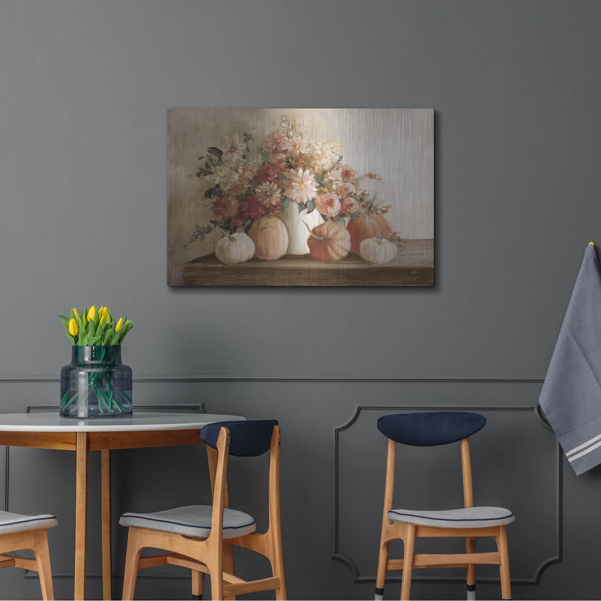 'Harvest Bouquet Pomegranate Light' by Julia Purinton – Metal Wall Art, 36x24 room view