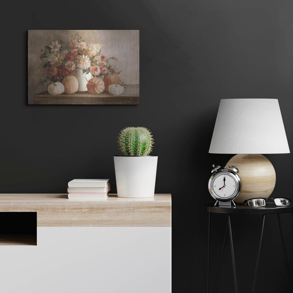 'Harvest Bouquet Pomegranate' by Julia Purinton – Metal Wall Art, 24x16 room view
