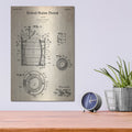 'Beer Container and Cooler Blueprint Patent Parchment' – Metal Wall Art, 12x16 room view