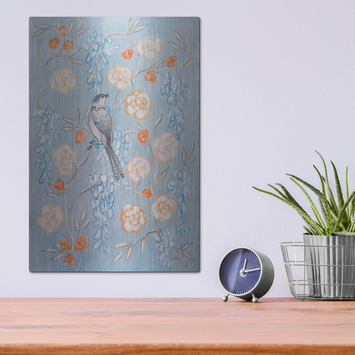 'Heirloom Chinoiserie Bird 1' by Julia Purinton – Metal Wall Art, 12x16 room view