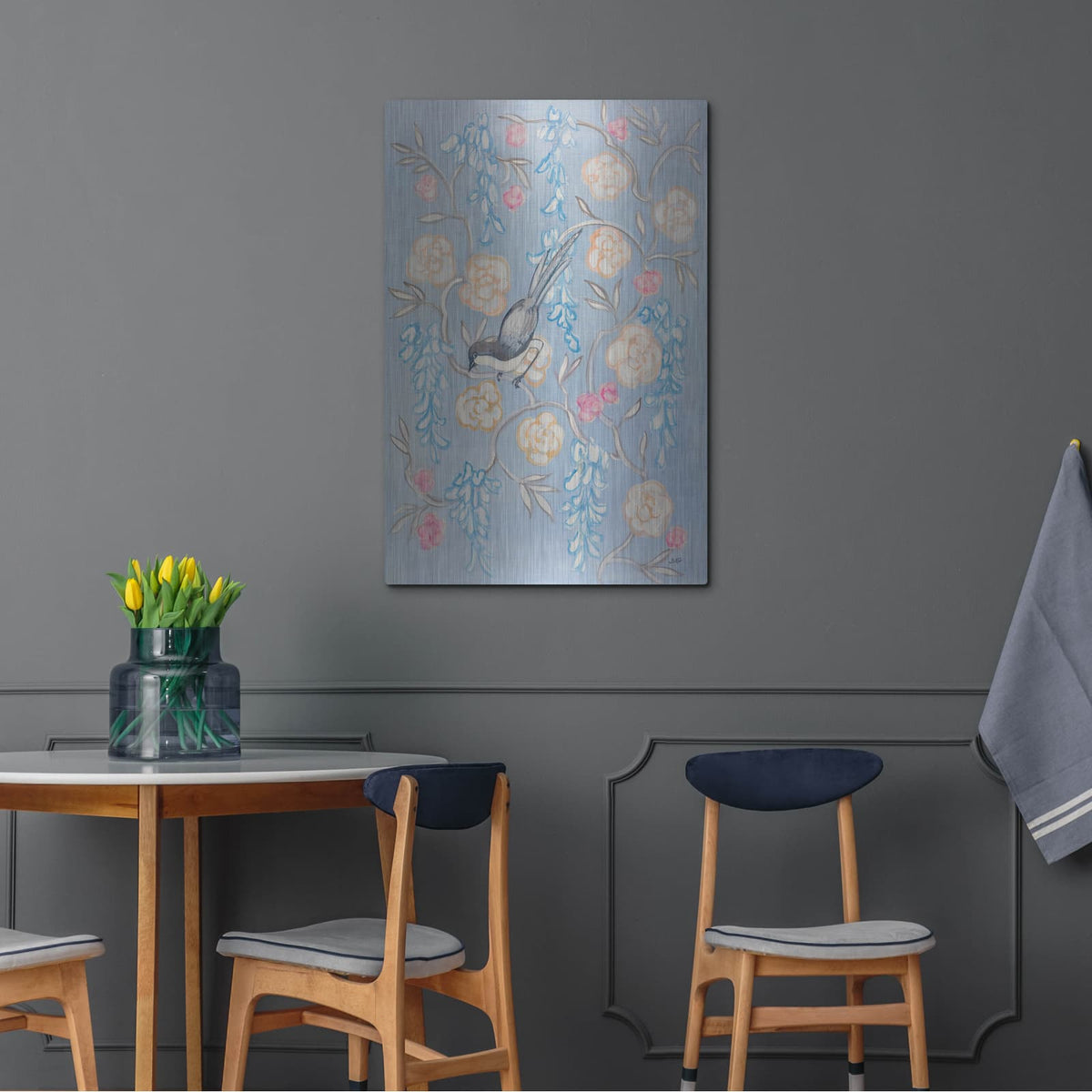 'Heirloom Chinoiserie Bird 2' by Julia Purinton – Metal Wall Art, 24x36 room view