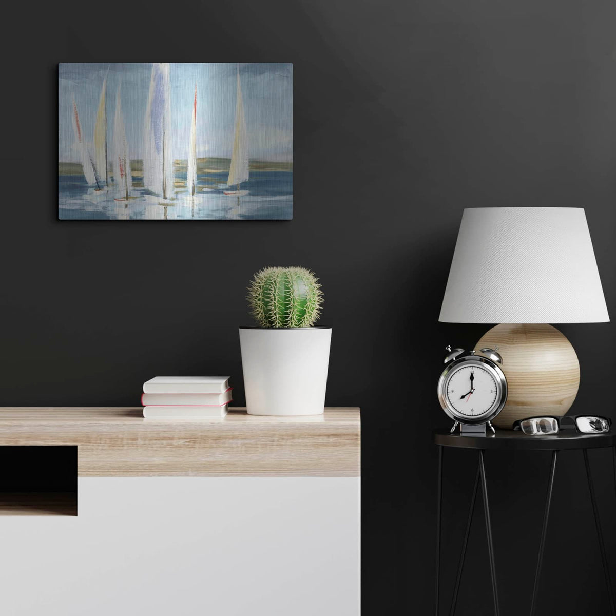 'Horizon Blue' by Julia Purinton – Metal Wall Art, 24x16 room view
