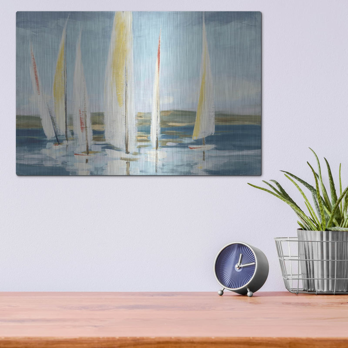 'Horizon With Red' by Julia Purinton – Metal Wall Art, 16x12 room view