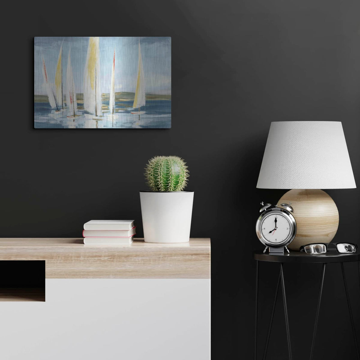 'Horizon With Red' by Julia Purinton – Metal Wall Art, 24x16 room view