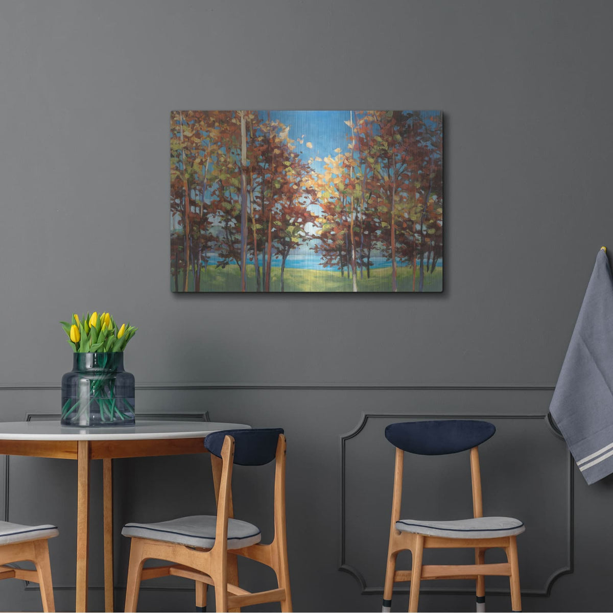 'Kaleidoscope Bright Blue' by Julia Purinton – Metal Wall Art, 36x24 room view