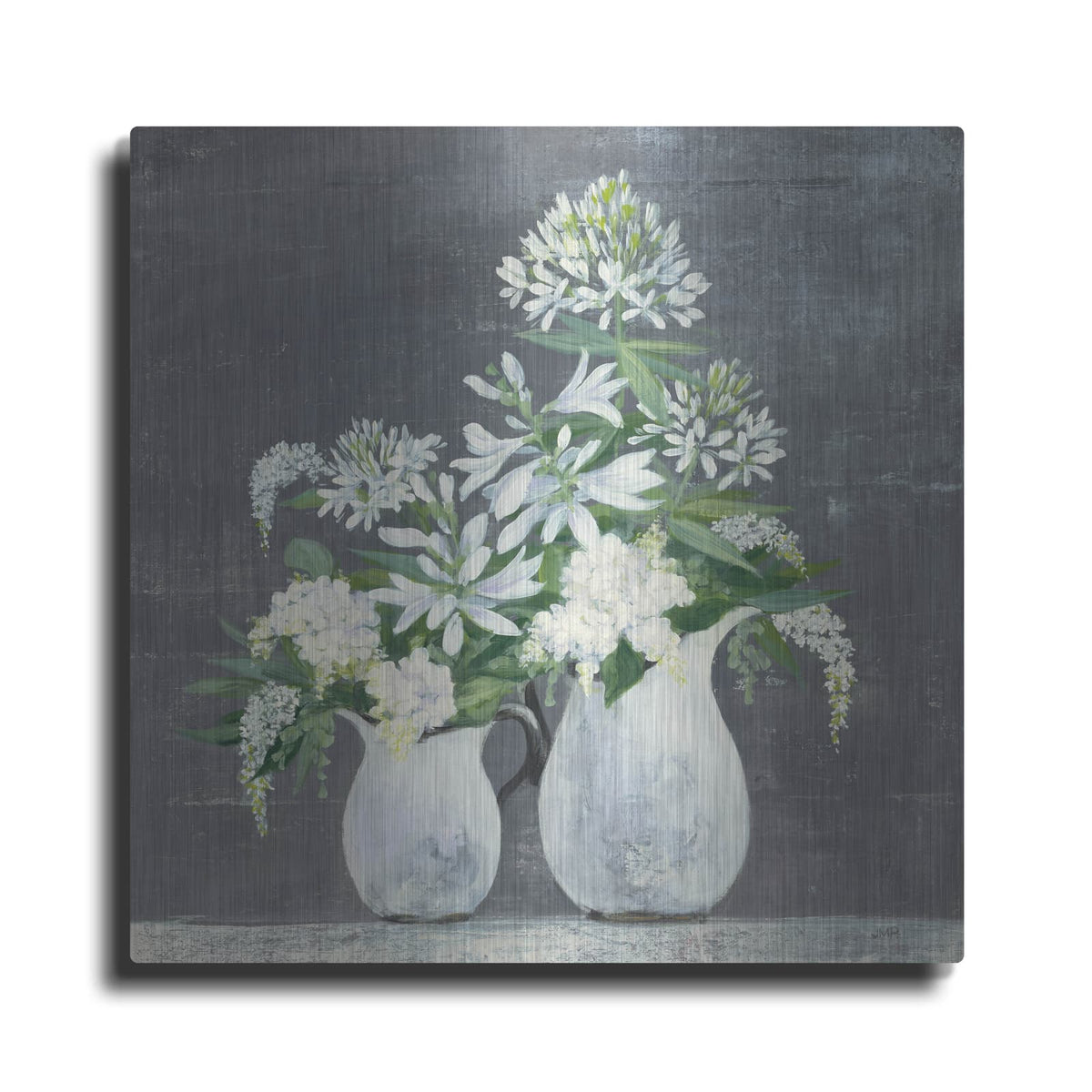 'Later Summer Bouquet 3 White Vase' by Julia Purinton – Metal Wall Art