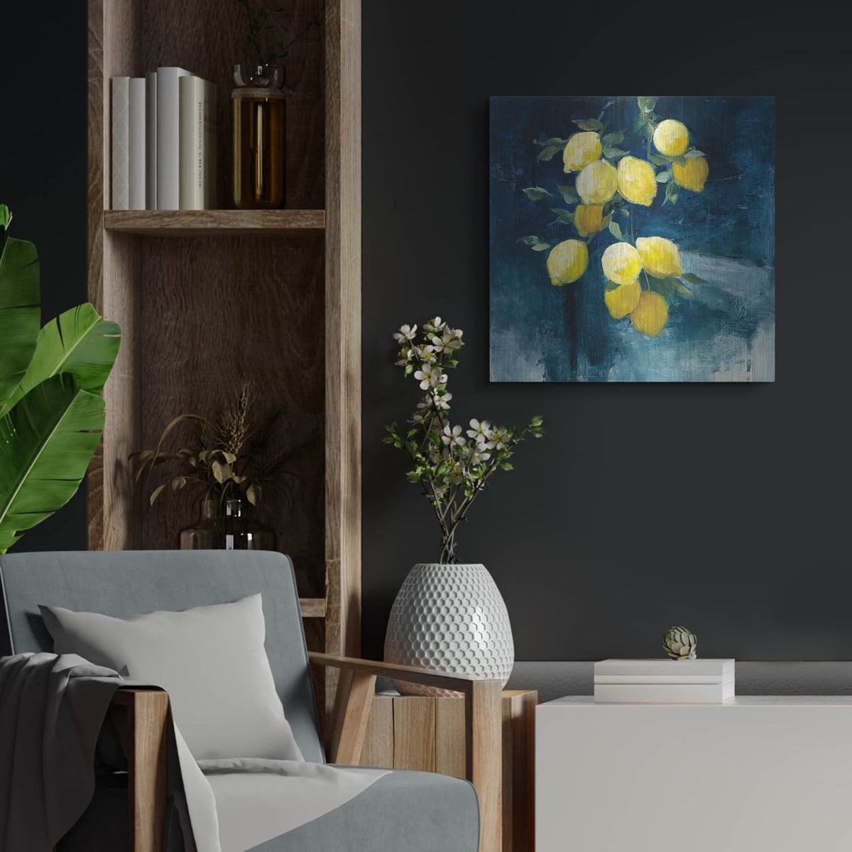 'Lemon Grove 1' by Julia Purinton – Metal Wall Art, 24x24 room view