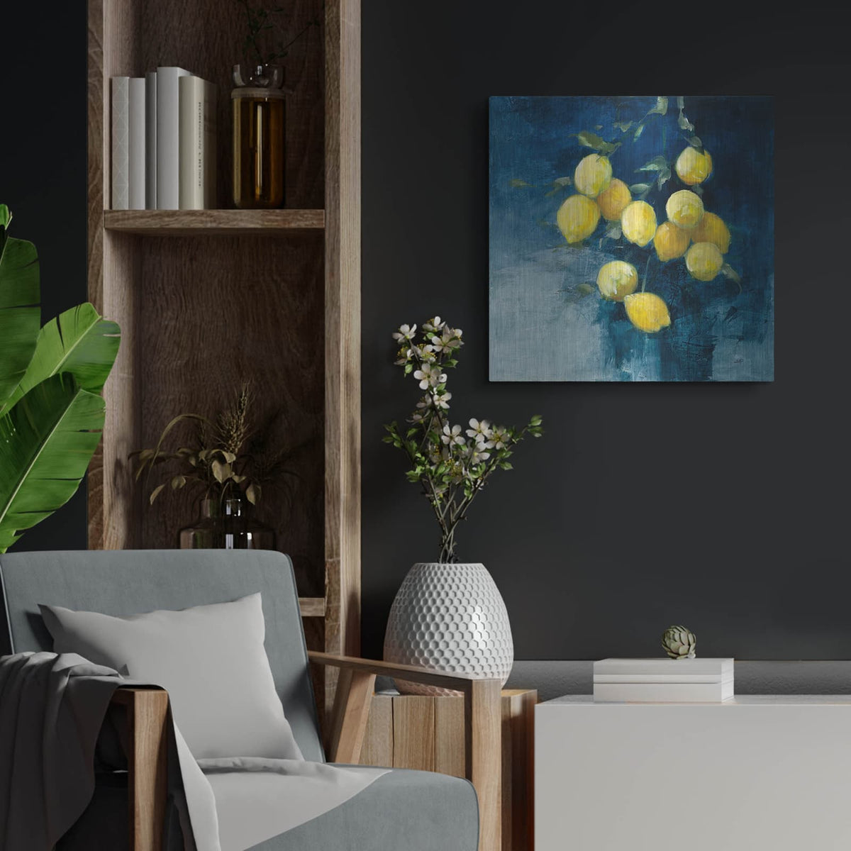 'Lemon Grove 2' by Julia Purinton – Metal Wall Art, 24x24 room view
