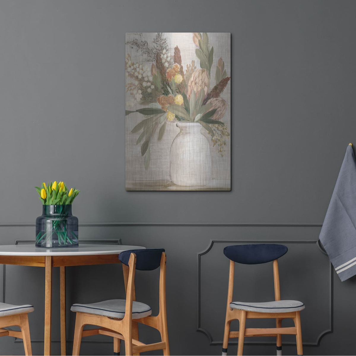 'Light Protea Still Life' by Julia Purinton – Metal Wall Art, 24x36 room view