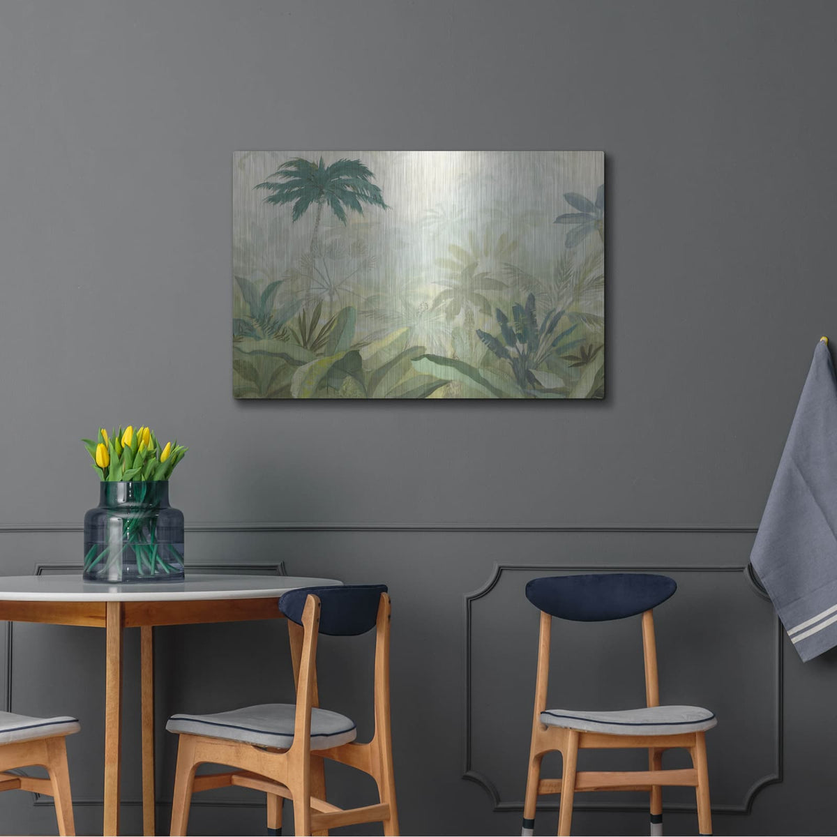 'Lush Tropics Blue' by Julia Purinton – Metal Wall Art, 36x24 room view
