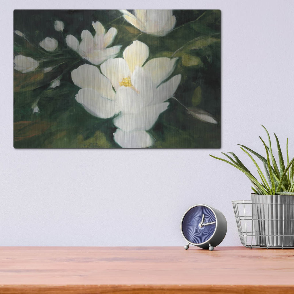 'Magnolia Blooms' by Julia Purinton – Metal Wall Art, 16x12 room view