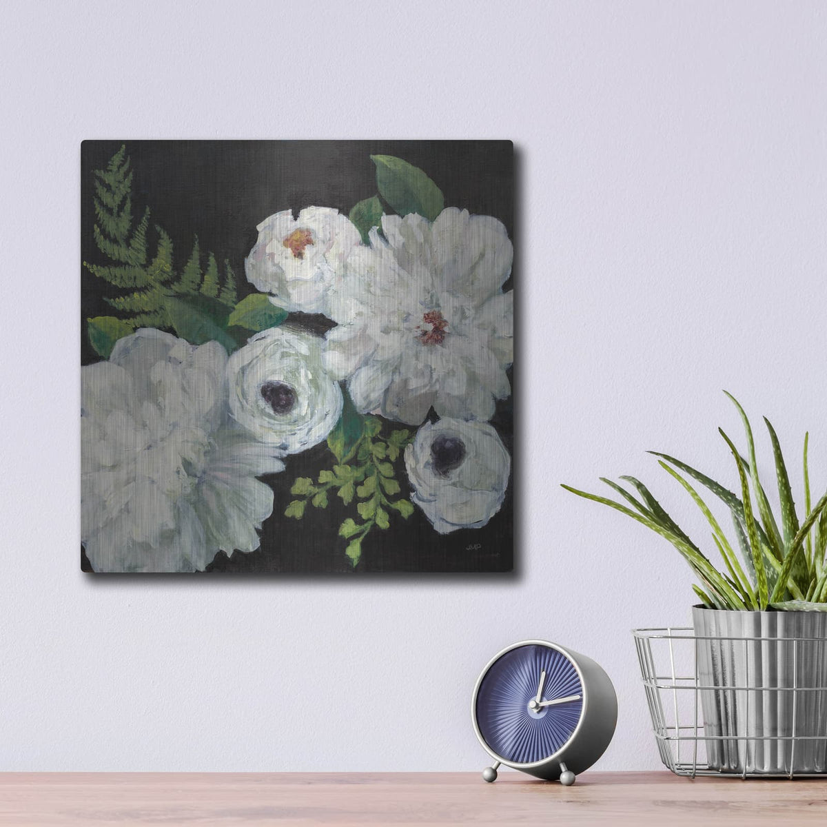 'Midnight Bouquet 1' by Julia Purinton – Metal Wall Art, 12x12 room view