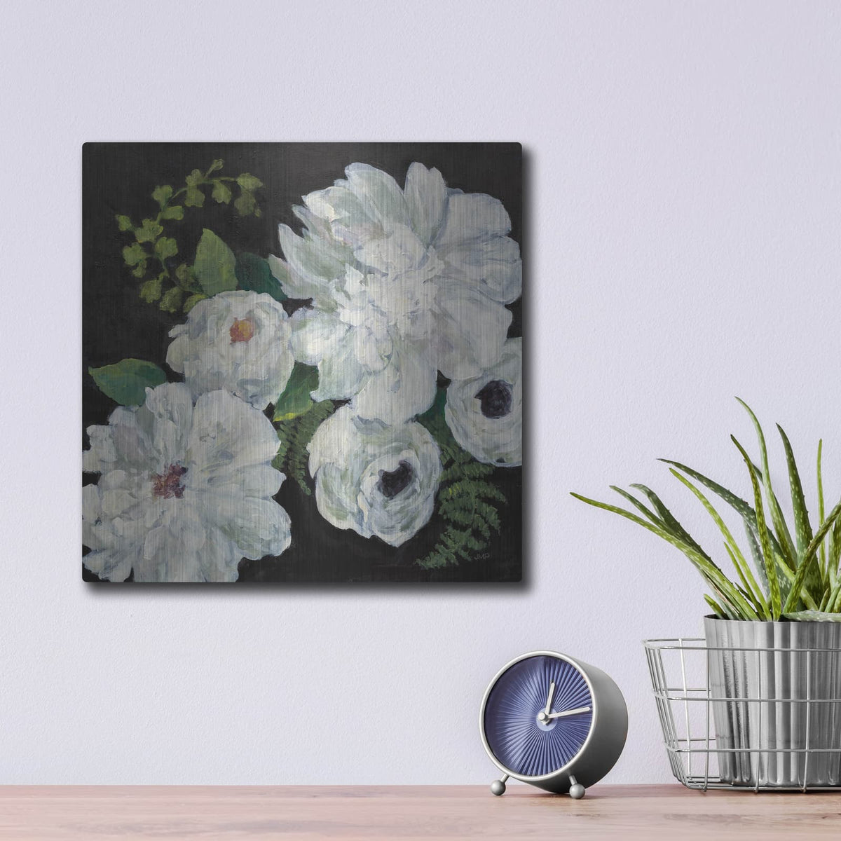'Midnight Bouquet 2' by Julia Purinton – Metal Wall Art, 12x12 room view