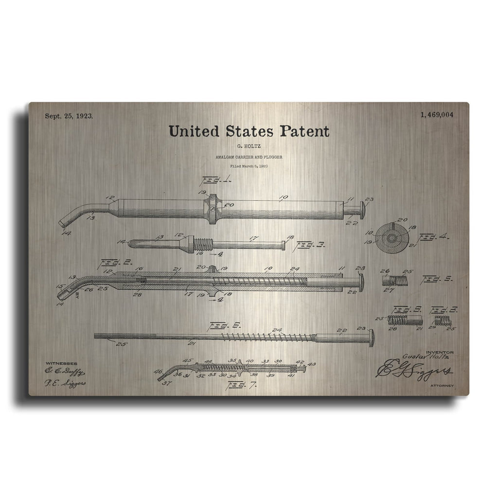 'Amalgam-Dentist Equipment Blueprint Patent Parchment' – Metal Wall Art