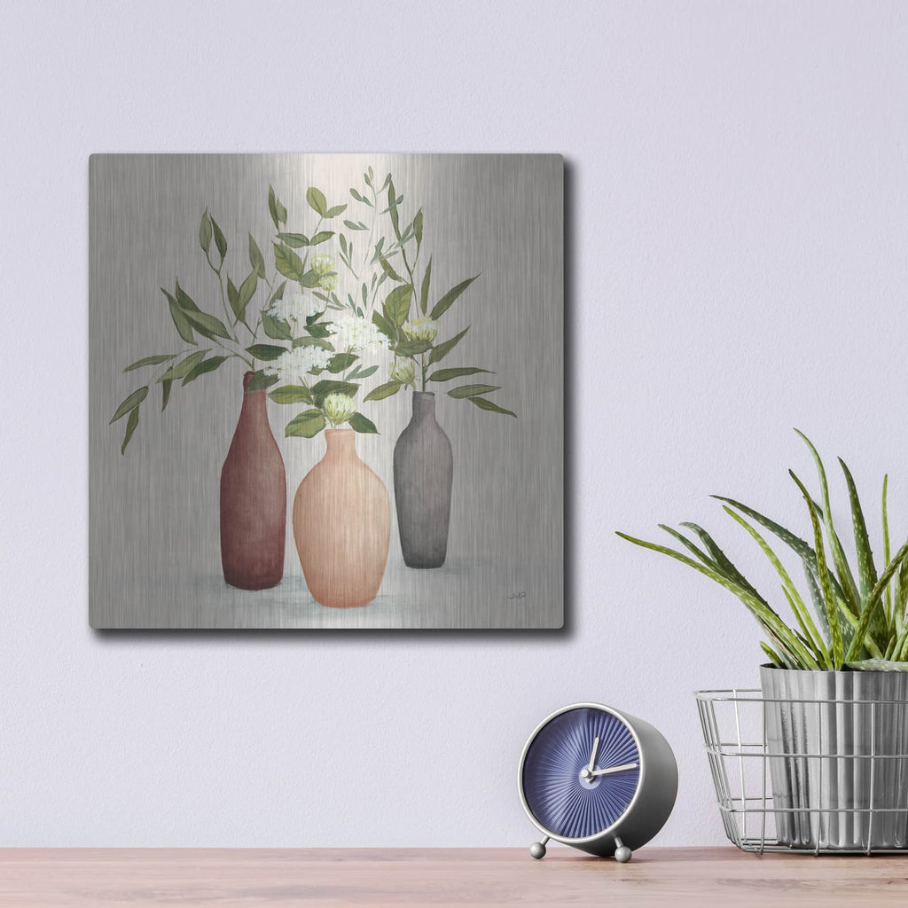 'Natural Bouquet 1 Gray V2' by Julia Purinton – Metal Wall Art, 12x12 room view