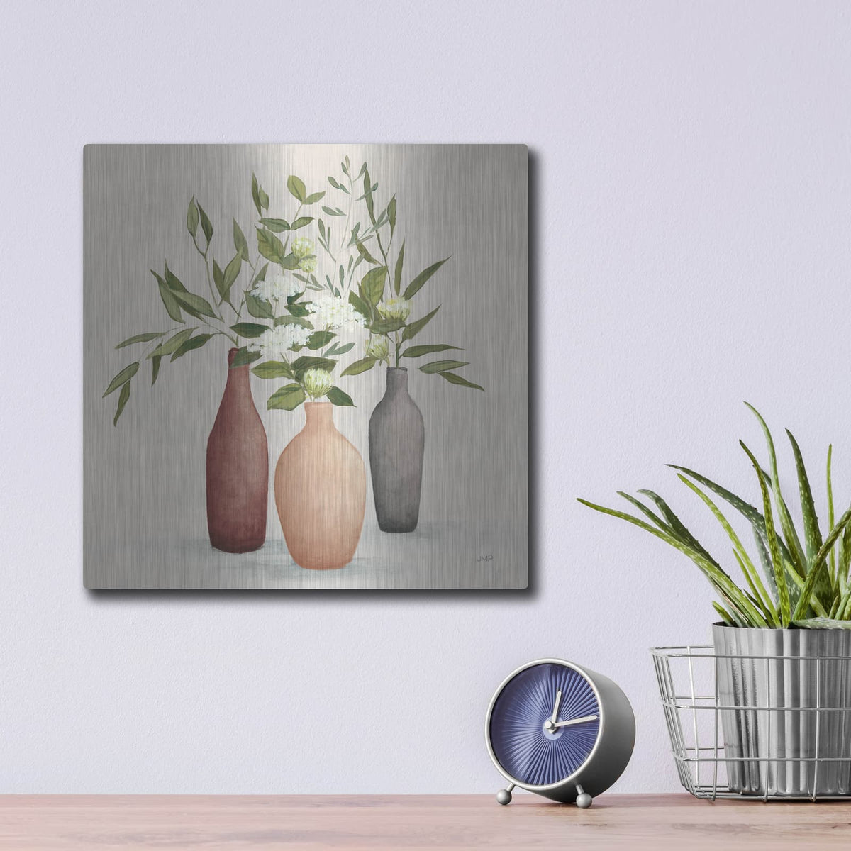 'Natural Bouquet 1 Gray V2' by Julia Purinton – Metal Wall Art, 12x12 room view