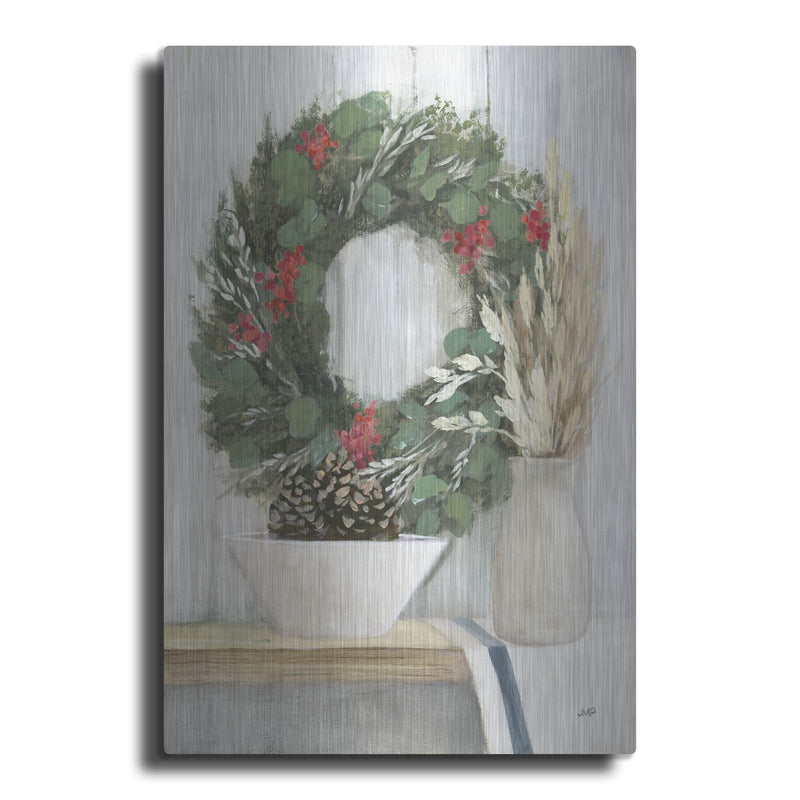 'Natural Christmas 1 Blue' by Julia Purinton – Metal Wall Art