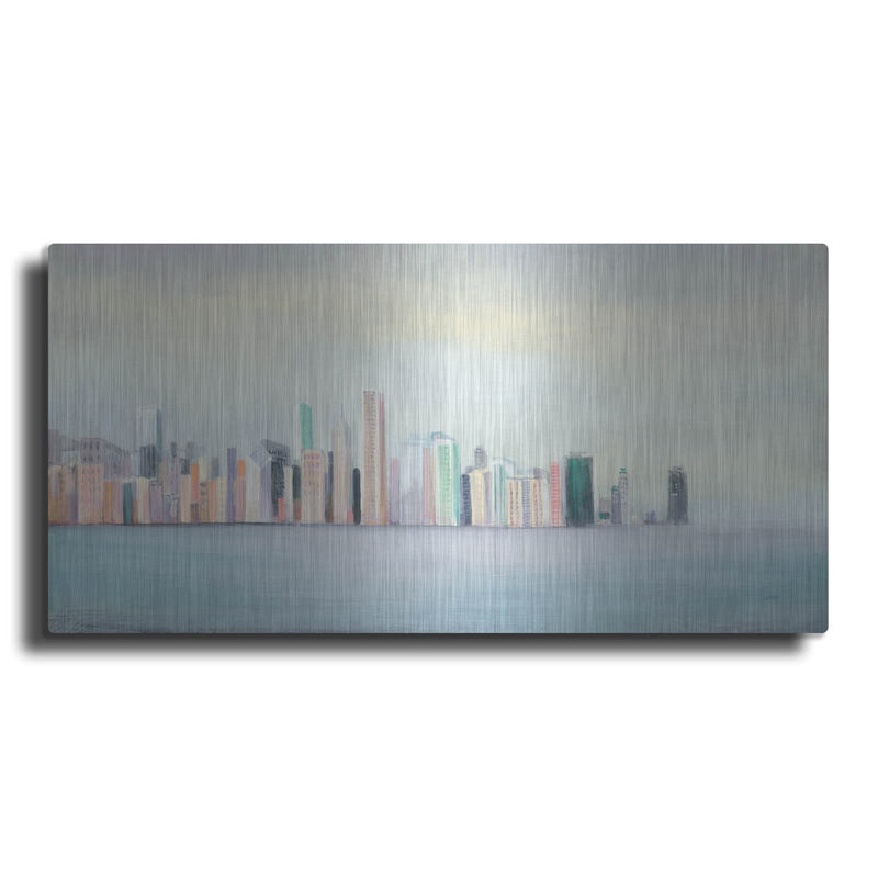 'New York Skyline Blue C' by Julia Purinton – Metal Wall Art