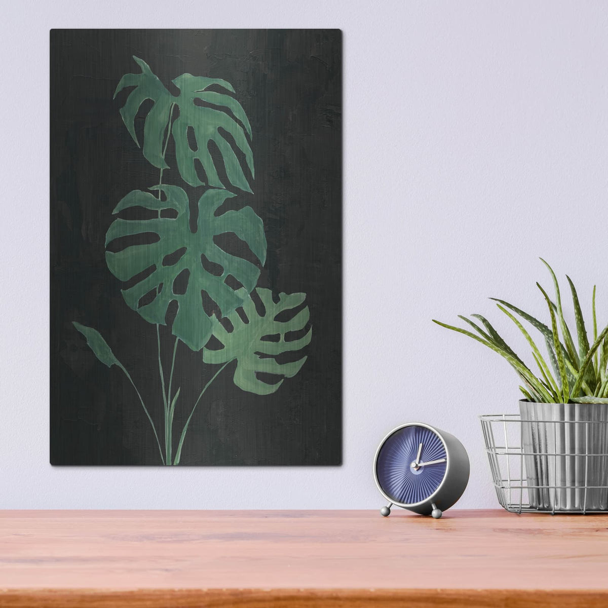 'Palm Botanical 1 Black' by Julia Purinton – Metal Wall Art, 12x16 room view