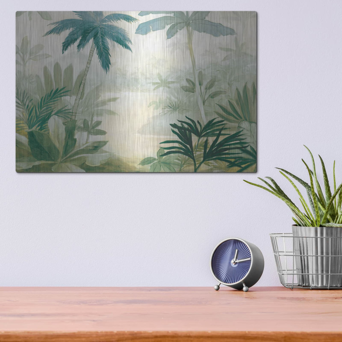 'Palm Lagoon Blue' by Julia Purinton – Metal Wall Art, 16x12 room view