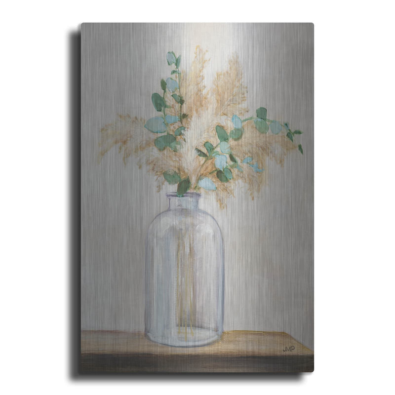 'Pampas And Eucalyptus Bouquet' by Julia Purinton – Metal Wall Art