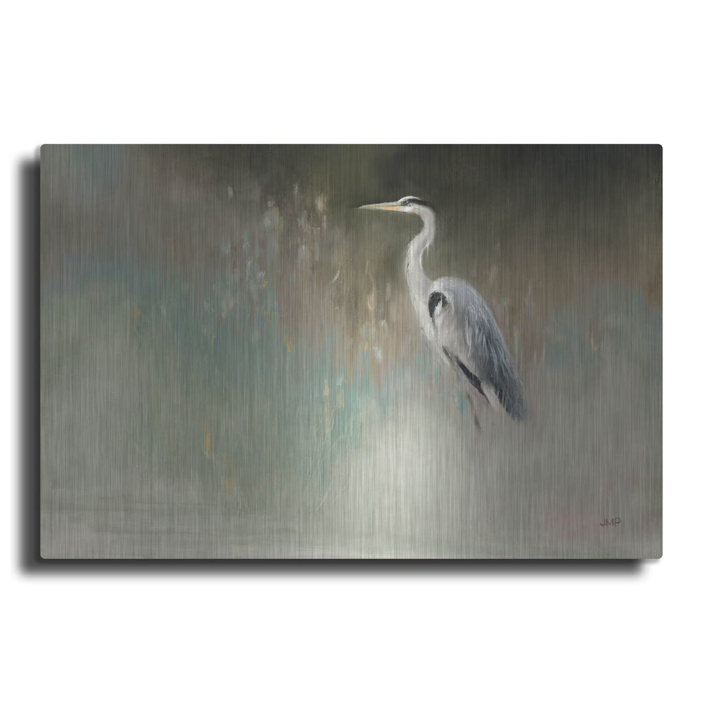 'Peaceful Egret Teal C' by Julia Purinton – Metal Wall Art