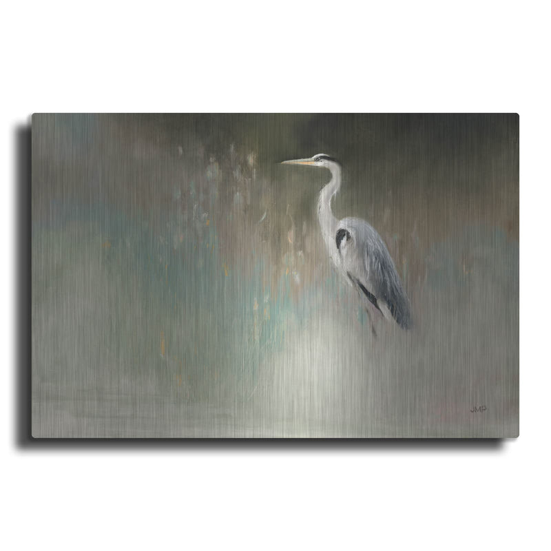 'Peaceful Egret Teal C' by Julia Purinton – Metal Wall Art