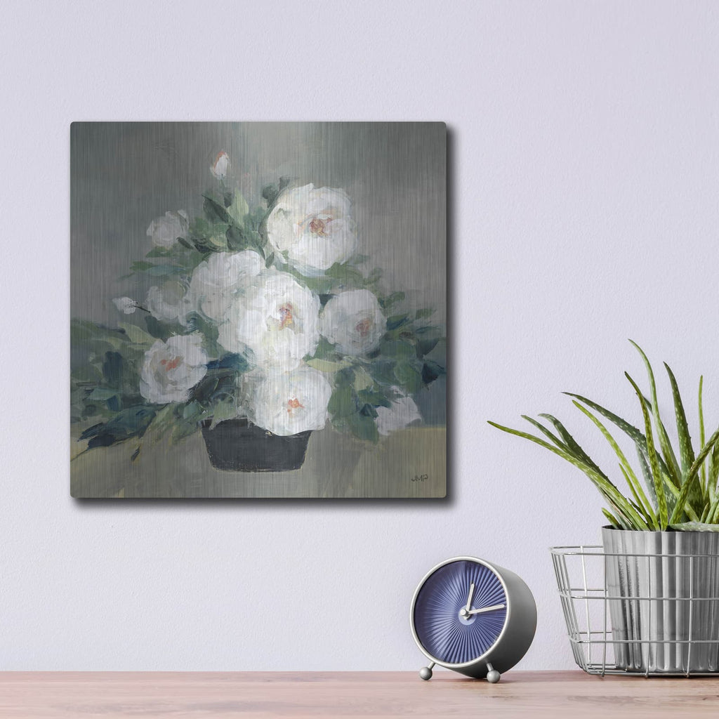'Roses Of August 2' by Julia Purinton – Metal Wall Art, 12x12 room view